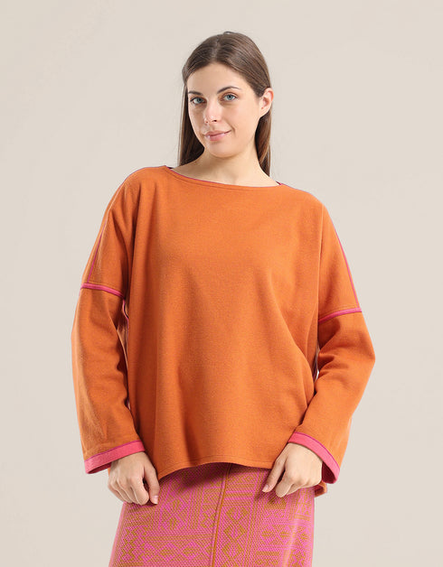Oversized jacquard sweater with long sleeves